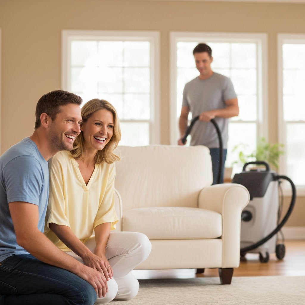 Carpet cleaning wand restoring freshness to residential carpet in Patterson home