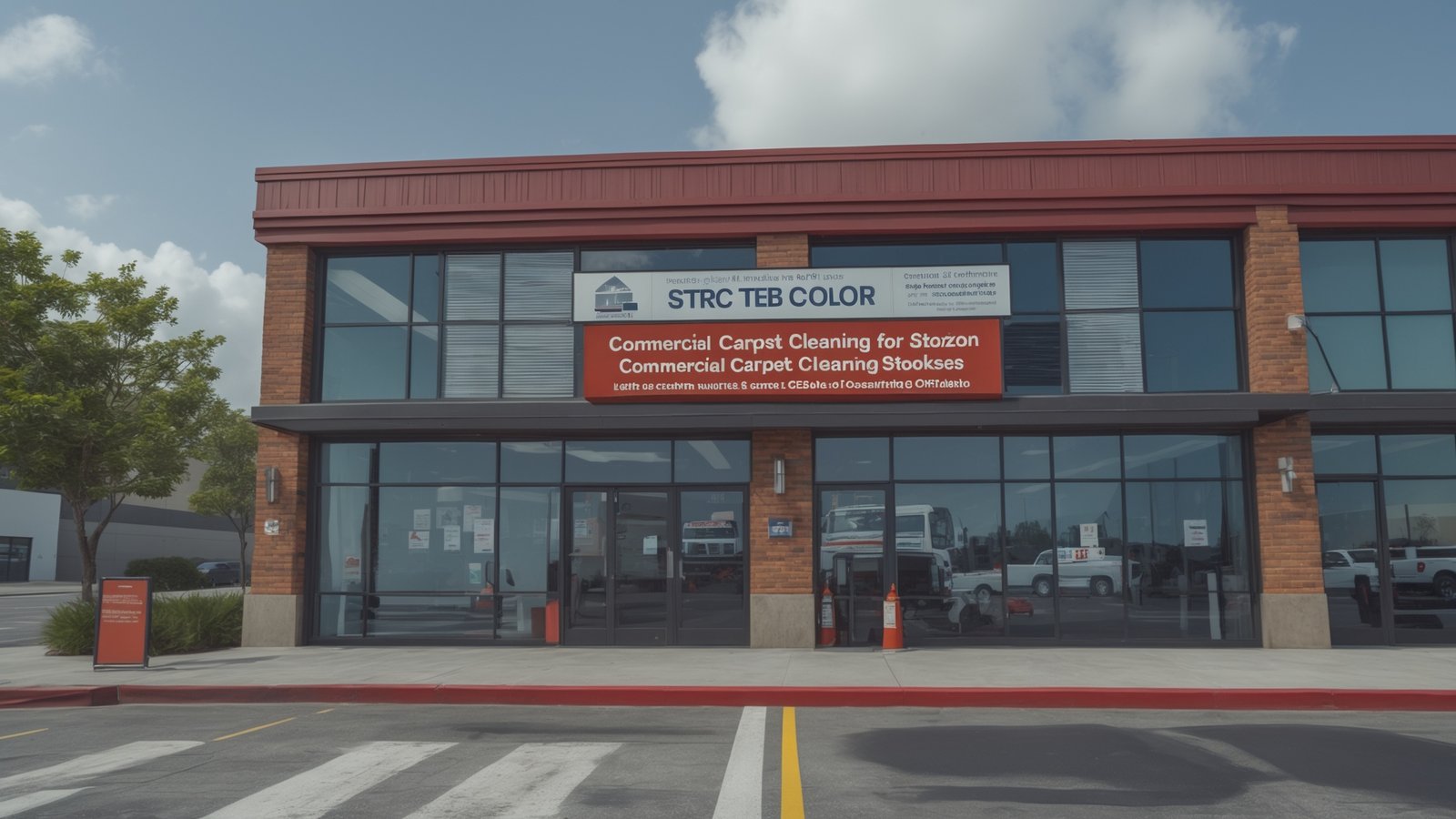 Commercial carpet cleaning equipment in Stockton school hallway
