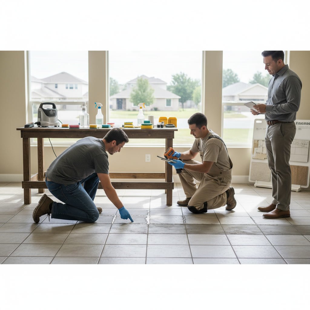 Clean tile and grout lines after professional cleaning service in Escalon CA