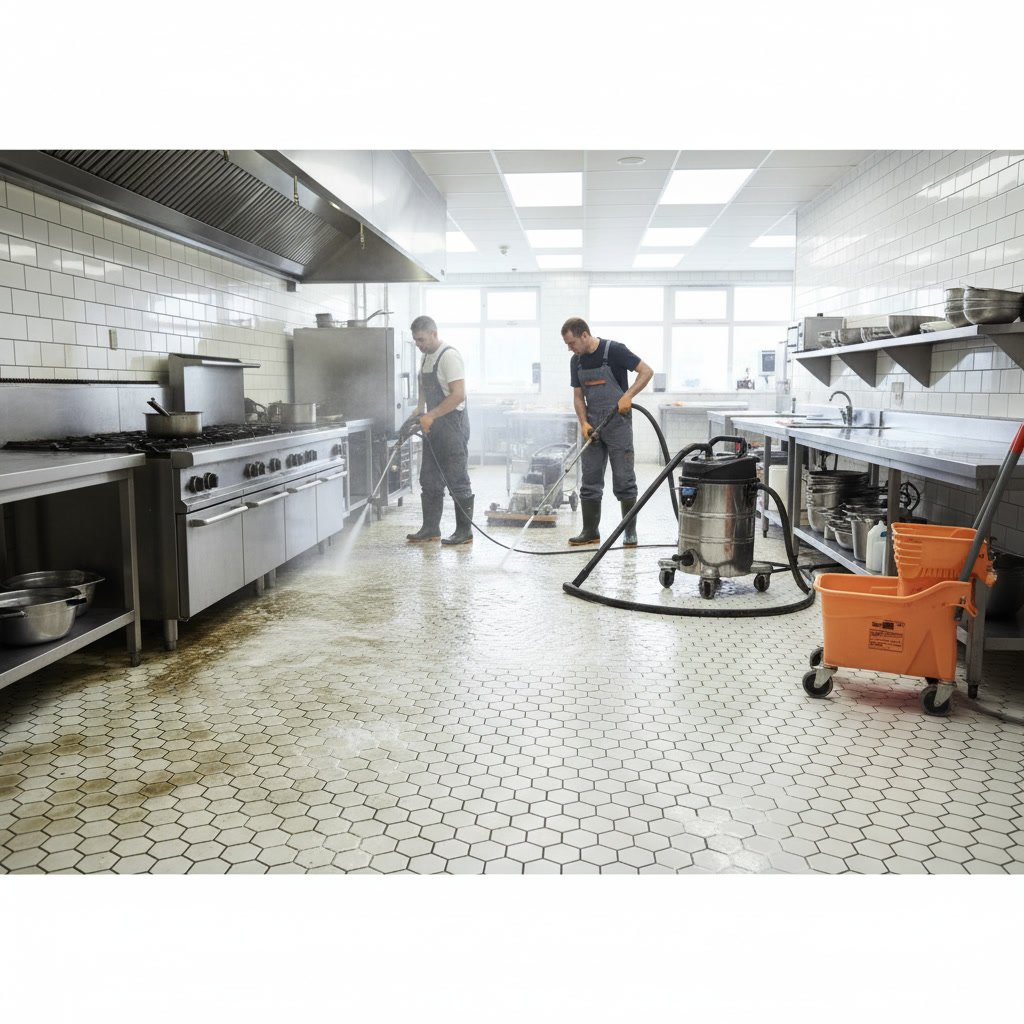 Professional commercial tile cleaning for restaurant kitchen in Escalon and Patterson area