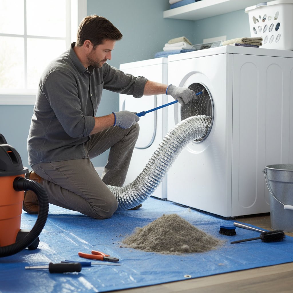 Professional dryer vent maintenance equipment and cleaning tools