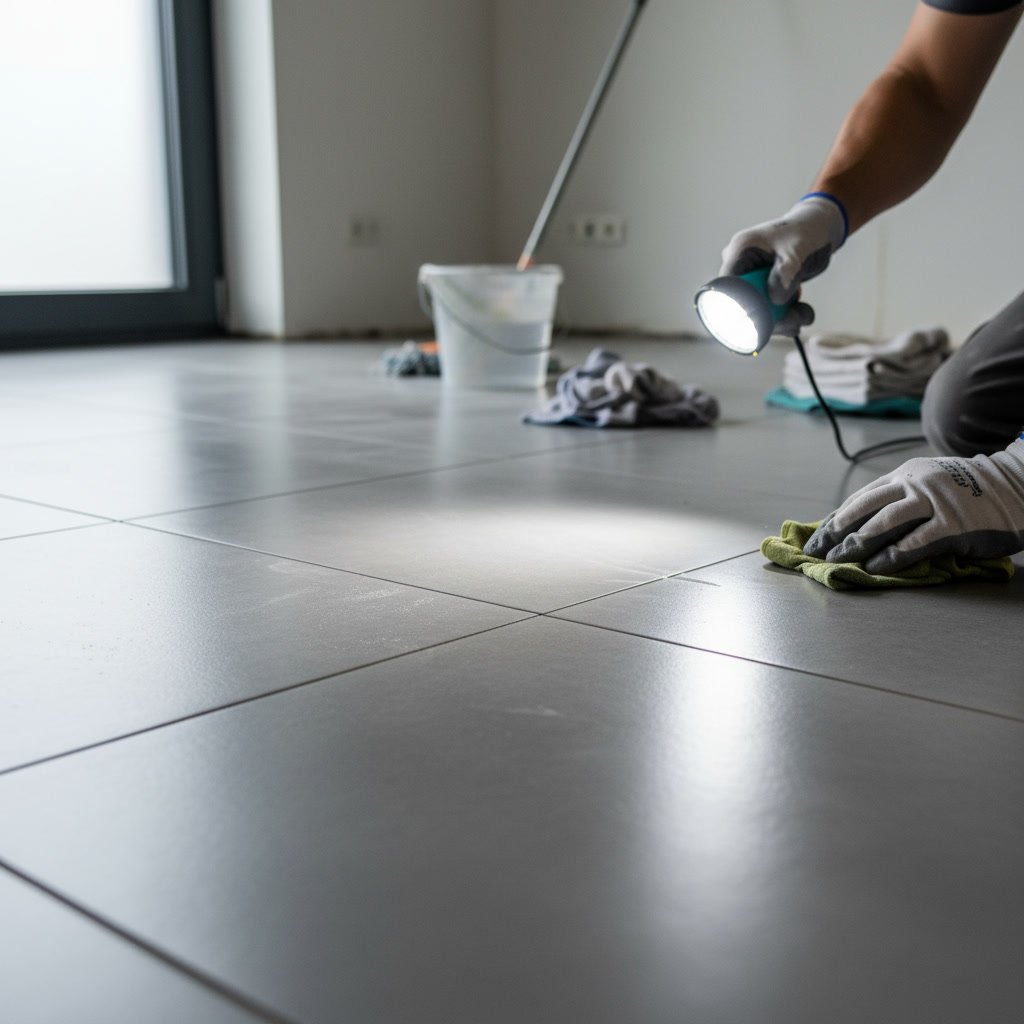 Professional sealer being applied to properly prepared tile and grout
