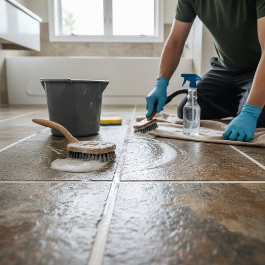 Clean tile and grout floor ready for professional sealing preparation