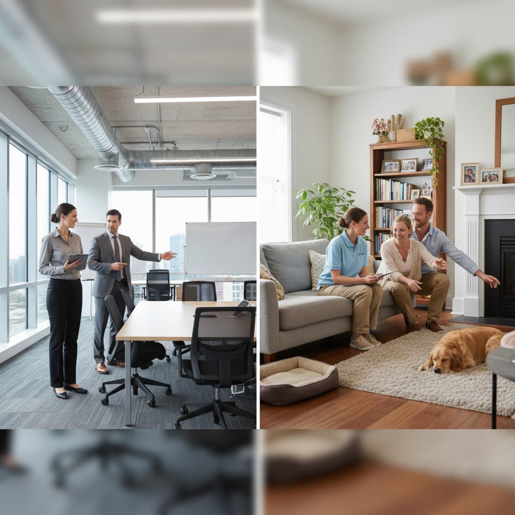 Professional reviewing commercial space cleaning requirements